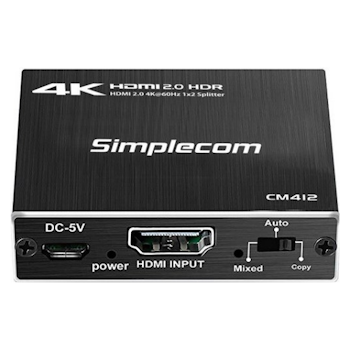 Product image of Simplecom CM412 HDMI 2.0 1x2 Splitter 1 in 2 Out HDMI Duplicator - Click for product page of Simplecom CM412 HDMI 2.0 1x2 Splitter 1 in 2 Out HDMI Duplicator