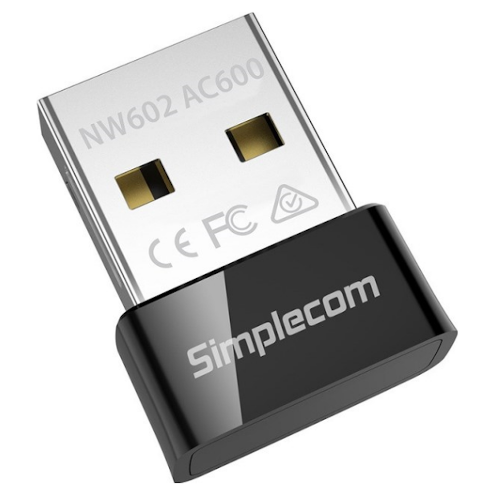 A large main feature product image of Simplecom NW602 AC600 Dual-Band Nano USB WiFi Adapter