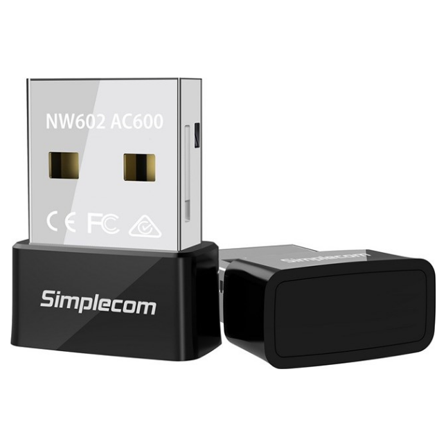 A large main feature product image of Simplecom NW602 AC600 Dual-Band Nano USB WiFi Adapter