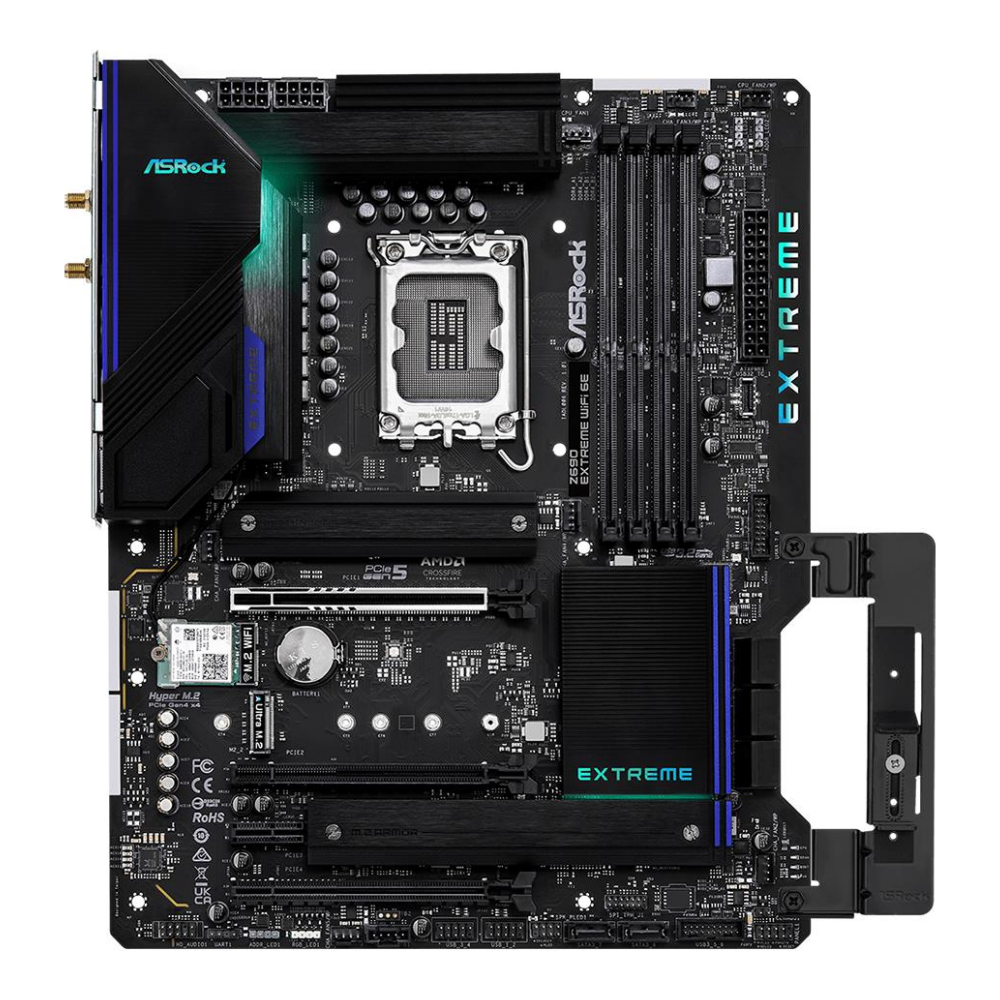 A large main feature product image of ASRock Z690 Extreme WiFi 6E LGA1700 ATX Desktop Motherboard