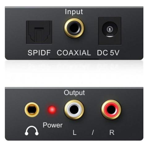 A large main feature product image of Simplecom CM121 Digital Optical Toslink/Coaxial to Analog RCA Audio Converter
