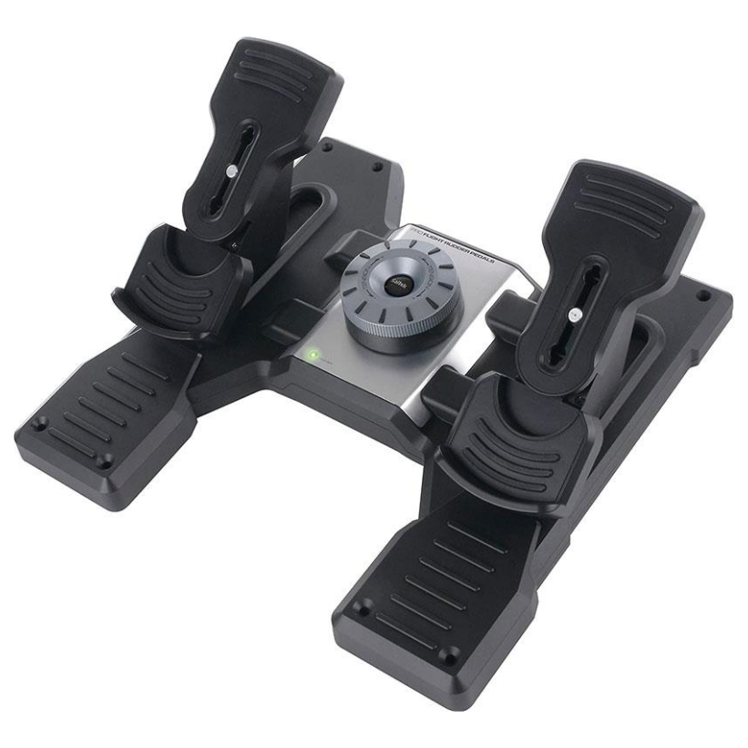 A large main feature product image of Logitech Flight Simulator Rudder Pedals