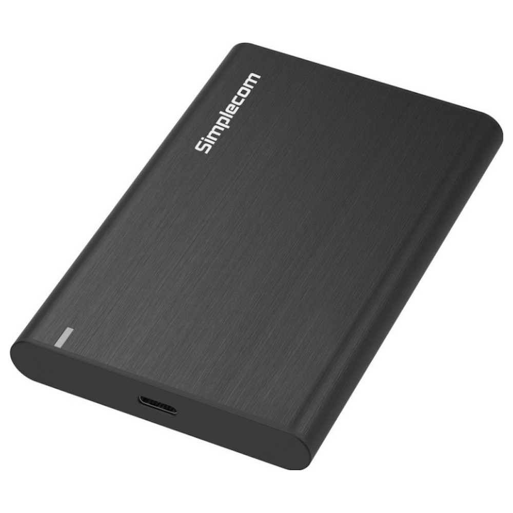 A large main feature product image of Simplecom SE221 Aluminium 2.5" SATA HDD/SSD USB3.1 Enclosure - Black