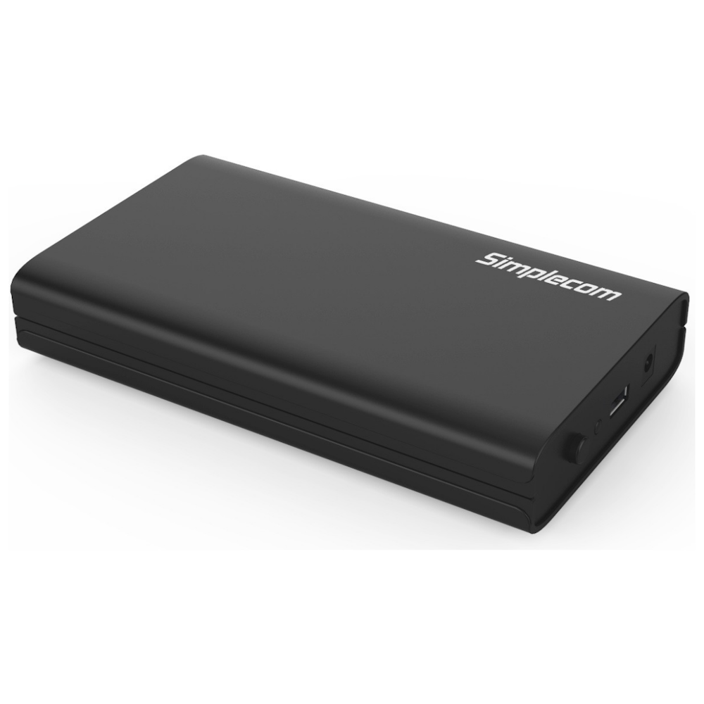 A large main feature product image of Simplecom SE301-BK 3.5" SATA to USB 3.0 Hard Drive Docking Enclosure - Black