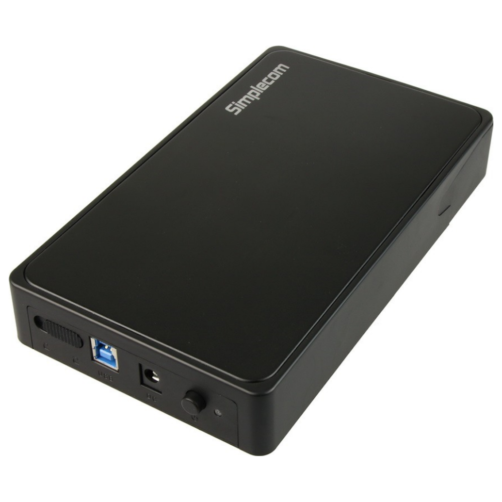 A large main feature product image of Simplecom SE325 3.5" SATA HDD to USB 3.0 Hard Drive Enclosure - Black