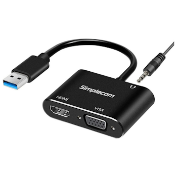 Product image of Simplecom DA316A USB to HDMI/VGA Adapter with 3.5mm Audio - Click for product page of Simplecom DA316A USB to HDMI/VGA Adapter with 3.5mm Audio