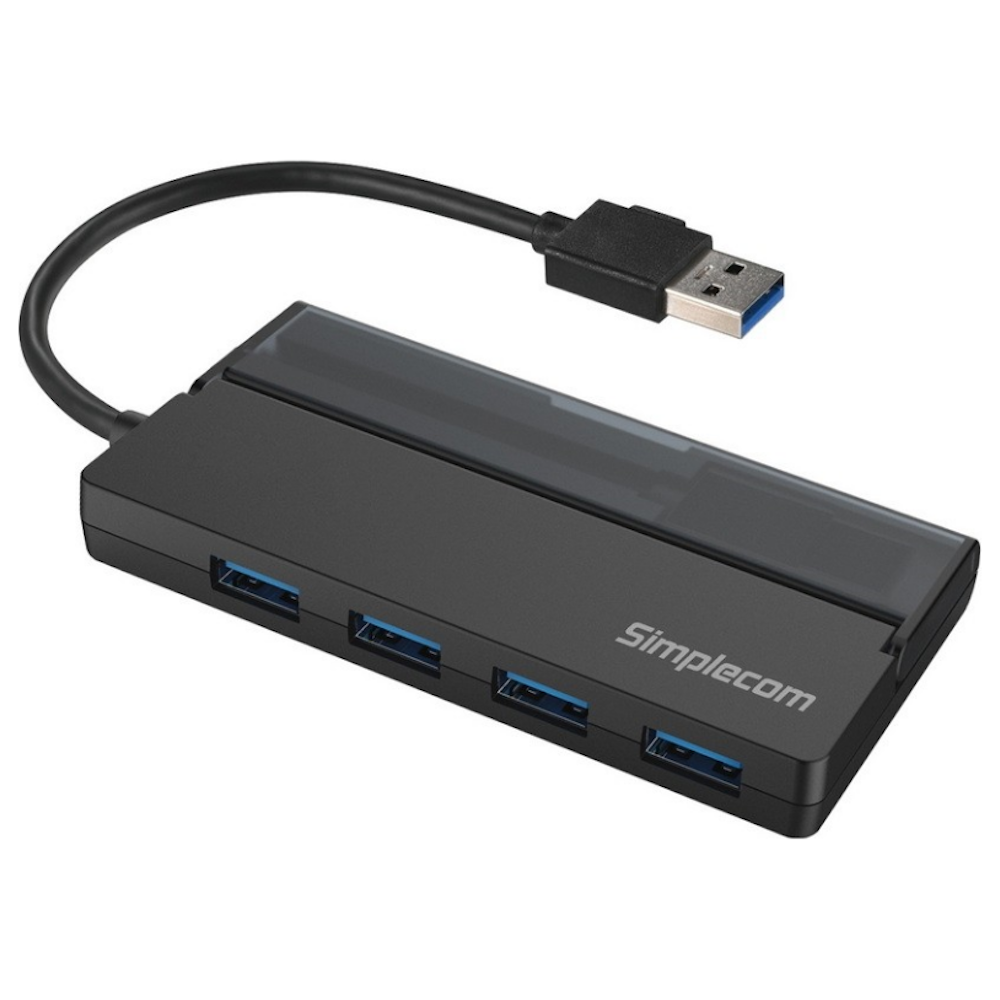A large main feature product image of Simplecom CH329 Portable 4 Port USB 3.2 Gen1 (USB 3.0) 5Gbps Hub with Cable Storage