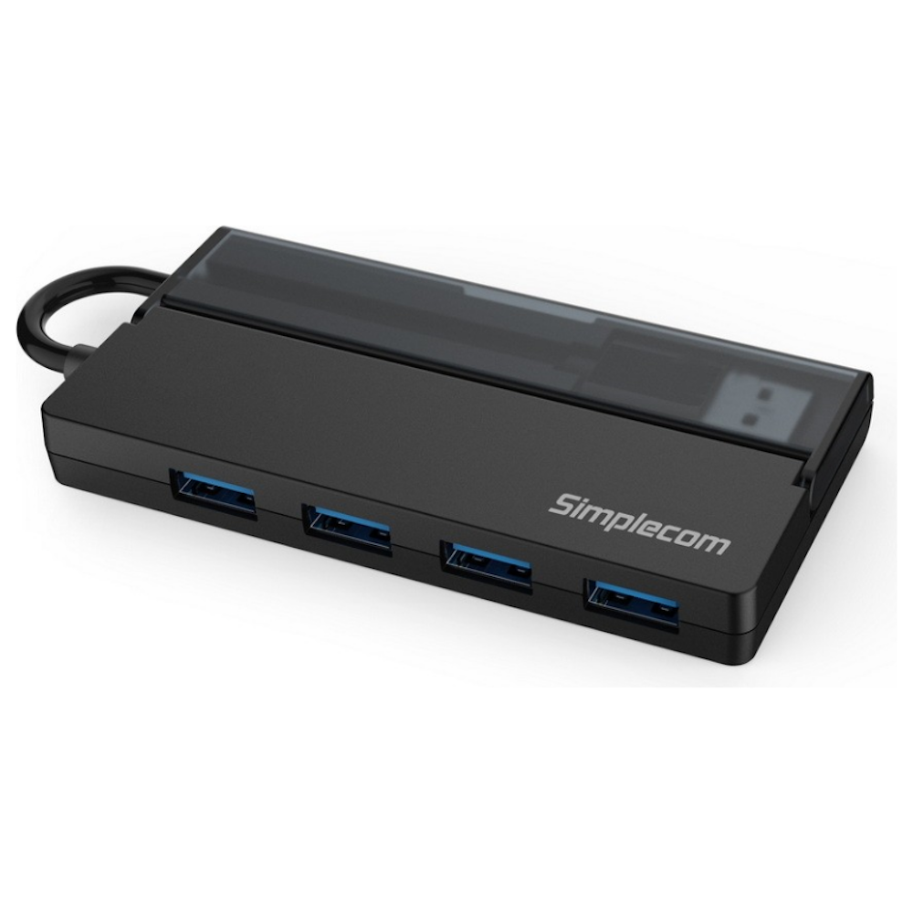 A large main feature product image of Simplecom CH329 Portable 4 Port USB 3.2 Gen1 (USB 3.0) 5Gbps Hub with Cable Storage