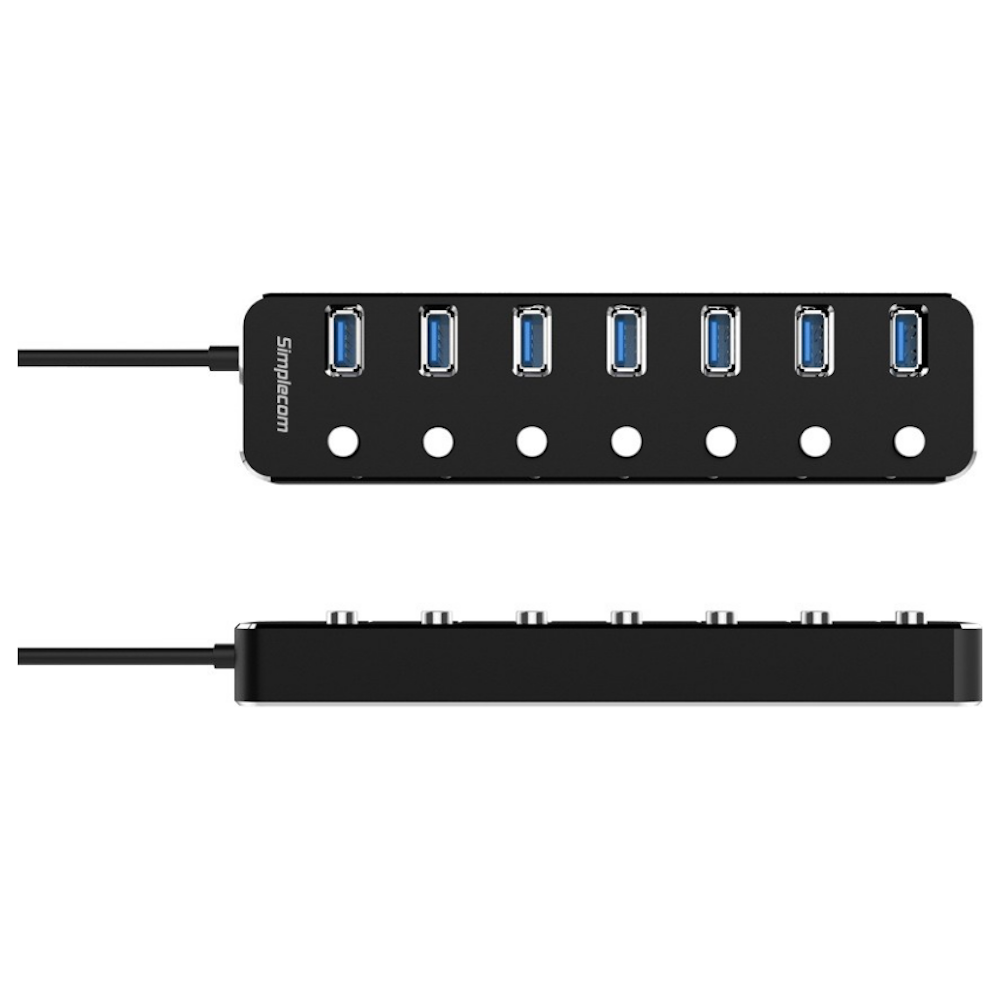 A large main feature product image of Simplecom CH375PS 7 Port USB 3.0 Hub with Individual Switches