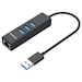 A product image of Simplecom CHN420 USB-A to 3 Port USB-A HUB w/ Gigabit Ethernet Adapter - Black