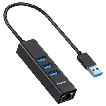 Product image of Simplecom CHN420 USB-A to 3 Port USB-A HUB w/ Gigabit Ethernet Adapter - Black - Click for product page of Simplecom CHN420 USB-A to 3 Port USB-A HUB w/ Gigabit Ethernet Adapter - Black