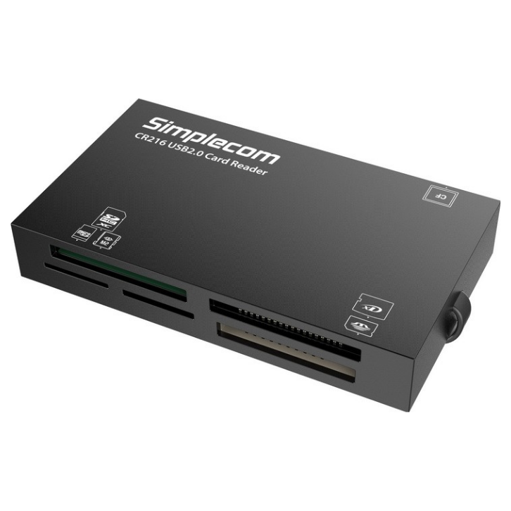 A large main feature product image of Simplecom CR216-BK USB 2.0 All in One Memory Card Reader - Black