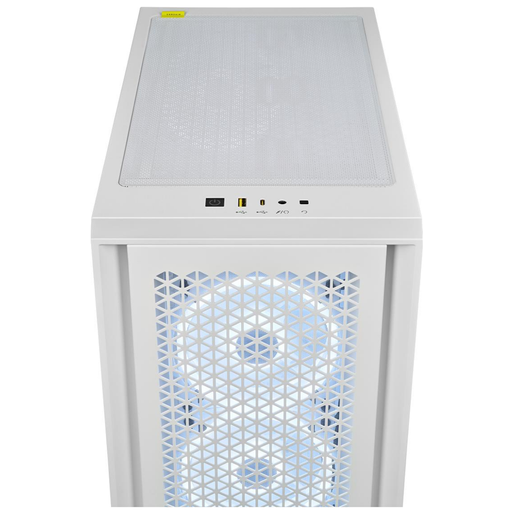 A large main feature product image of Corsair iCue 4000D Airflow QL Edition Mid Tower Case - True White
