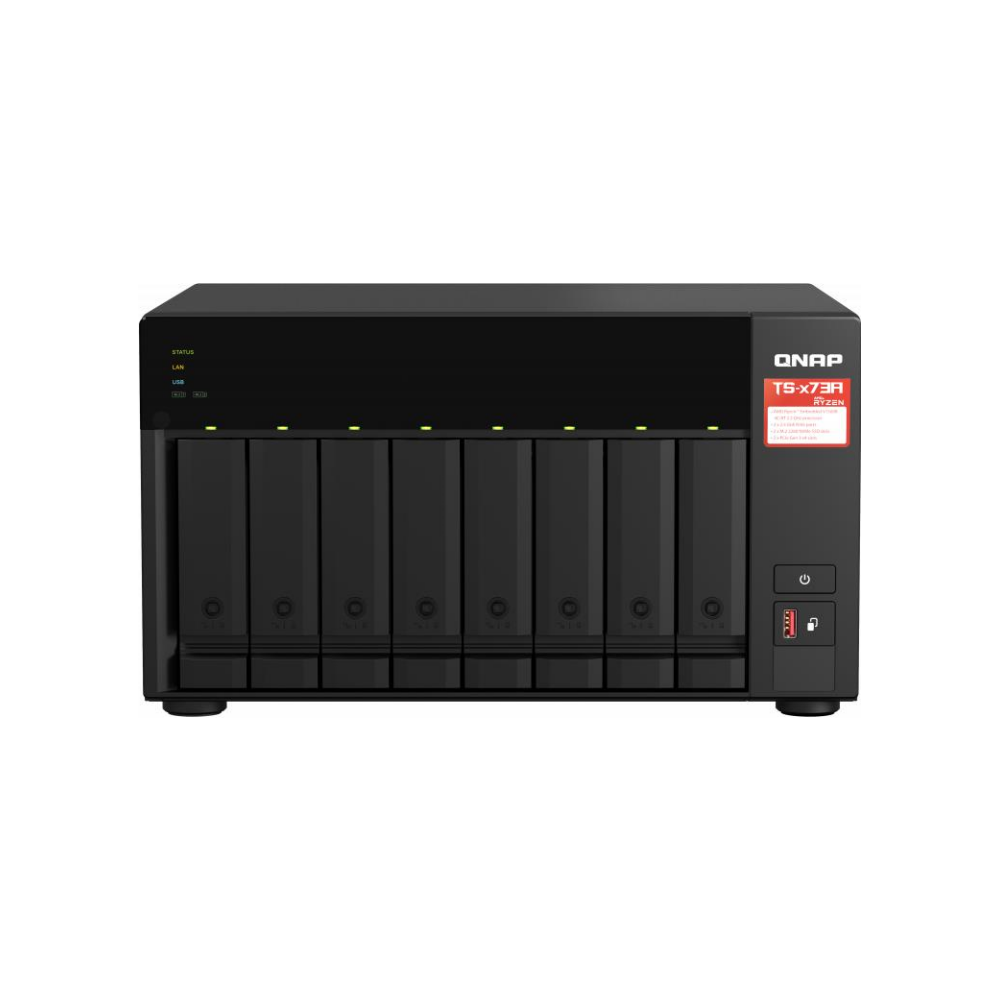 A large main feature product image of QNAP TS-873A 2.2GHz 8GB 8-Bay NAS Enclosure
