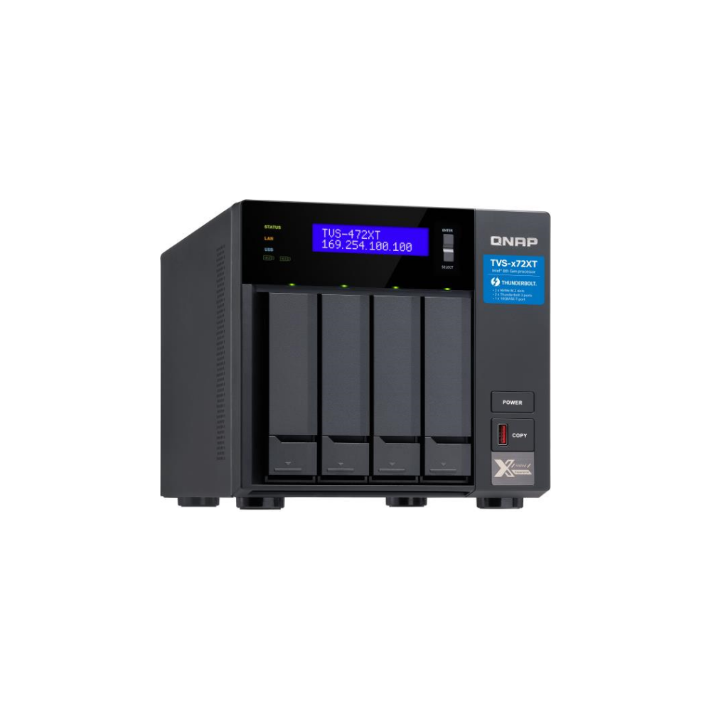 A large main feature product image of QNAP TVS-472XT 3.1GHz 4GB 4-Bay NAS Enclosure