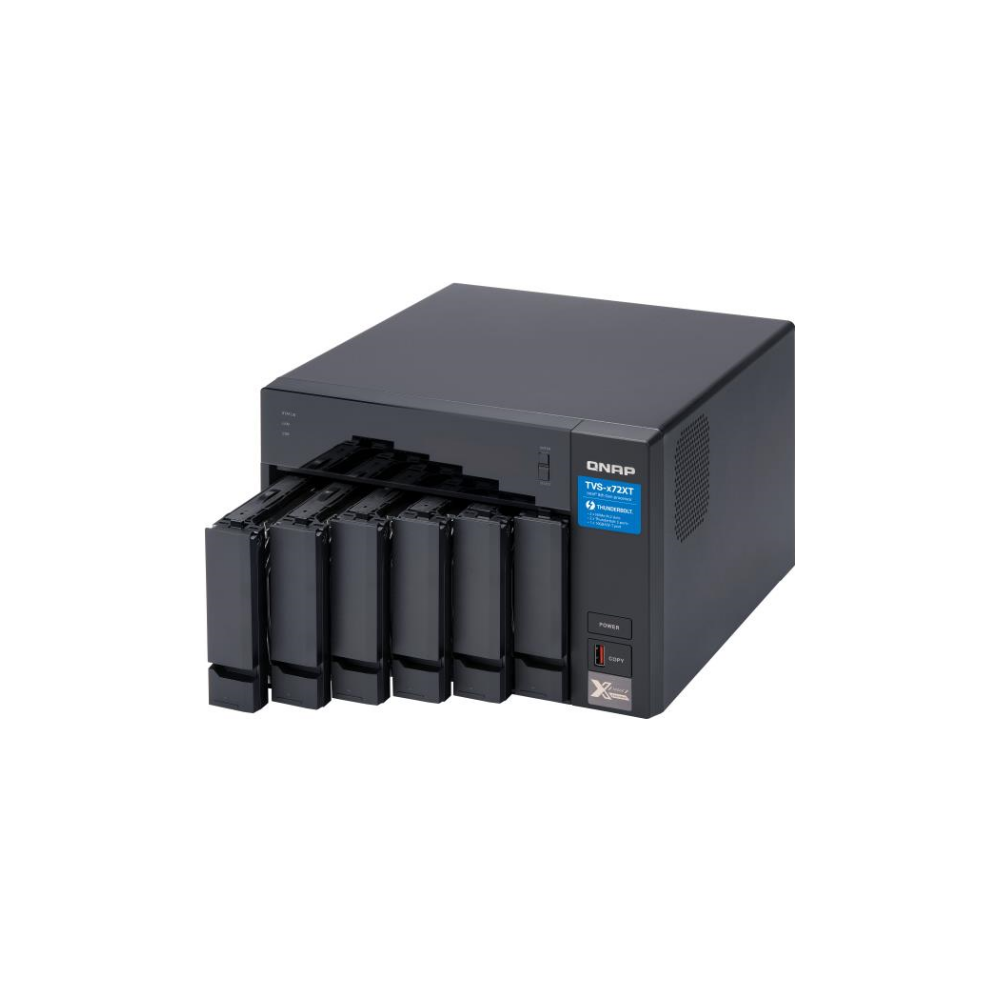 A large main feature product image of QNAP TVS-672XT 3.1GHz 8GB 6-Bay NAS Enclosure