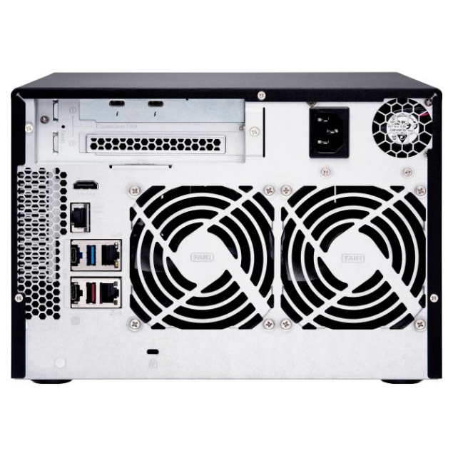 A large main feature product image of QNAP TVS-672XT 6-Bay NAS (3.1GHz Intel i3 4-Core, 8GB RAM, 10GbE)