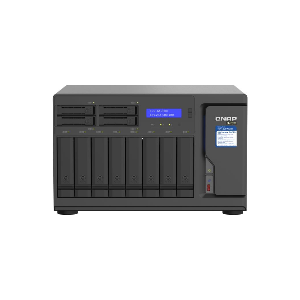 A large main feature product image of QNAP TVS-h1288X 4.7GHz 16GB 12-Bay NAS Enclosure