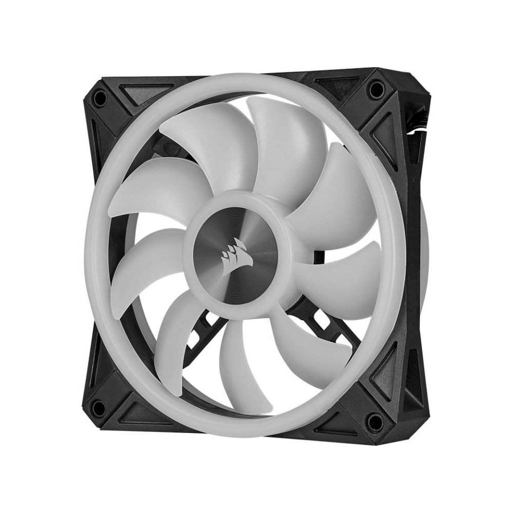 A large main feature product image of Corsair iCUE QL120 RGB 120mm PWM Single Fan
