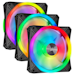 A product image of Corsair iCUE QL120 RGB 120mm PWM Triple Fan with Lighting Node CORE