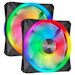 A product image of Corsair iCUE QL140 RGB 140mm PWM Dual Fan Kit with Lighting Node CORE