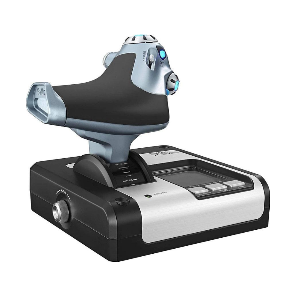 A large main feature product image of Logitech X52 Flight and Space Simulator Throttle & Stick