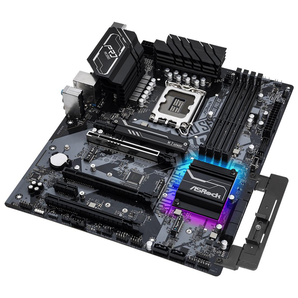 A large main feature product image of Asrock Z690 Pro RS DDR4 LGA1700 ATX Desktop Motherboard