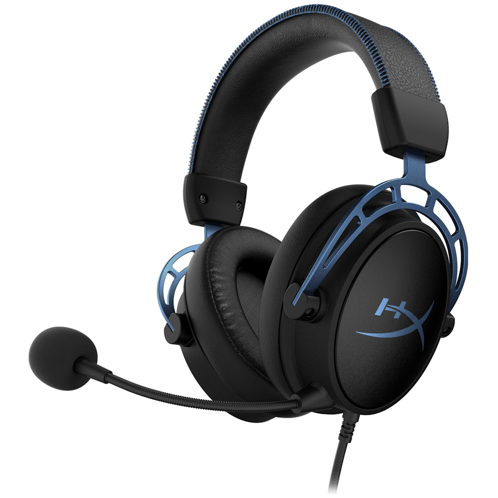 A large main feature product image of HyperX Cloud Alpha S - Wired Gaming Headset (Blue)