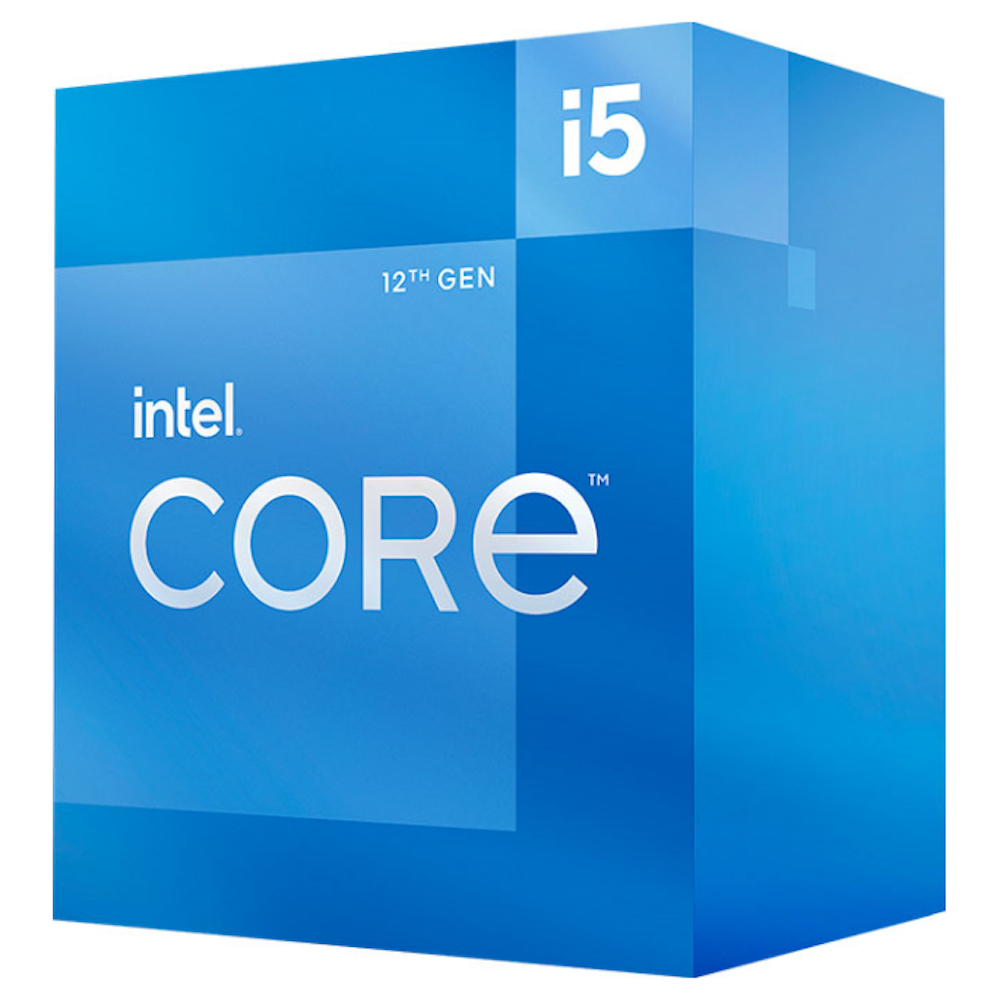 A large main feature product image of Intel Core i5 12400F Alder Lake 6 Core 12 Thread Up To 4.4Ghz LGA1700 - No iGPU Retail Box