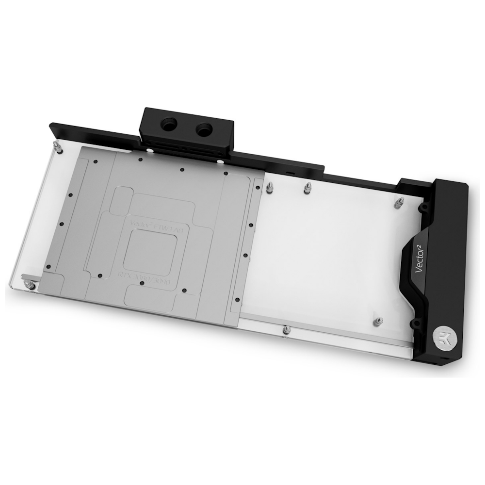 A large main feature product image of EK Quantum Vector² FTW3 RTX 3080/3090 D-RGB Active Backplate - Nickel/Plexi 