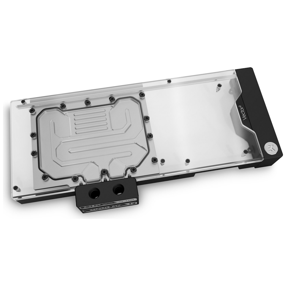 A large main feature product image of EK Quantum Vector² FTW3 RTX 3080/3090 D-RGB Active Backplate - Nickel/Plexi 