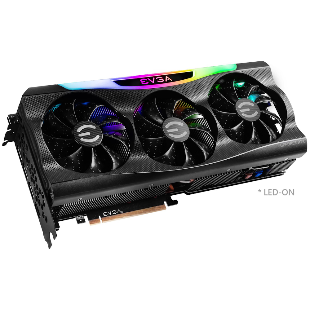 A large main feature product image of EVGA GeForce RTX 3080 FTW3 Ultra LHR 12GB GDDR6X
