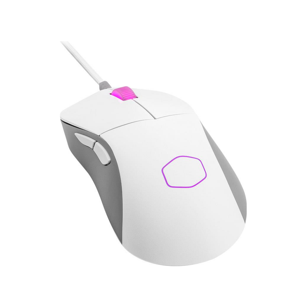 A large main feature product image of Cooler Master MasterMouse MM730 RGB Gaming Mouse - White