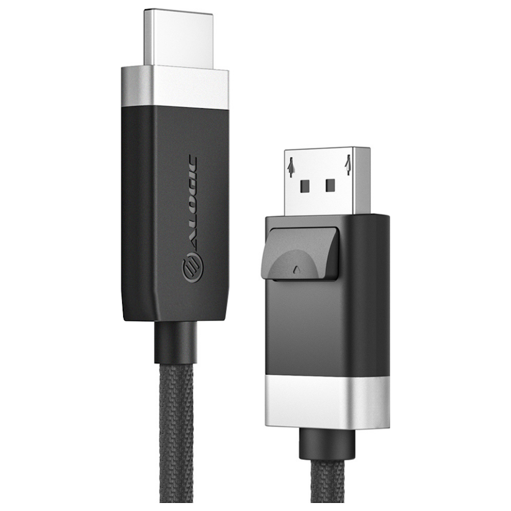 A large main feature product image of ALOGIC Fusion 4K DisplayPort to HDMI V1.4 Cable - 2m