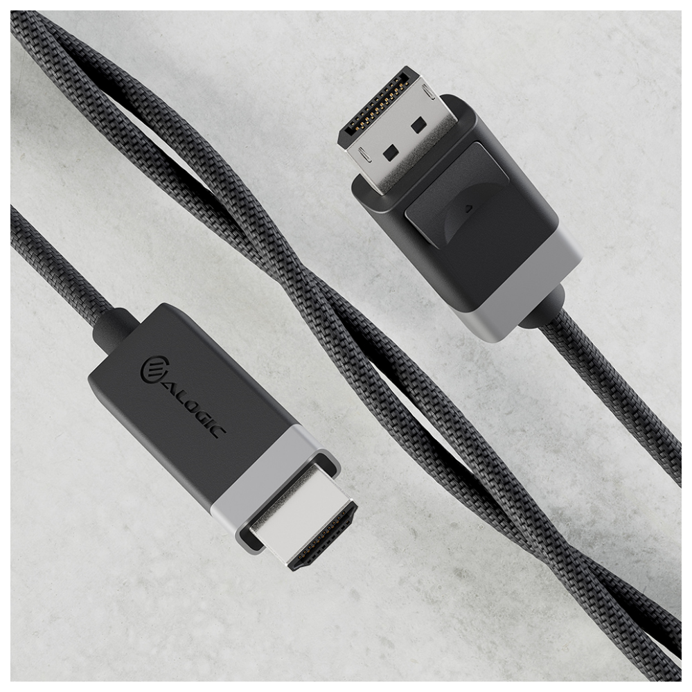 A large main feature product image of ALOGIC Fusion 4K DisplayPort to HDMI V1.4 Cable - 2m