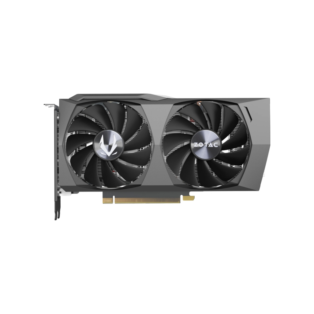 A large main feature product image of ZOTAC GAMING GeForce RTX 3050 Twin Edge OC 8GB GDDR6