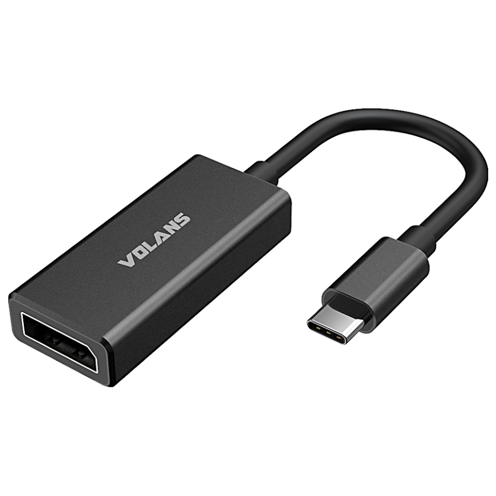 A large main feature product image of Volans UCDP-S Aluminium USB-C to DisplayPort Adapter