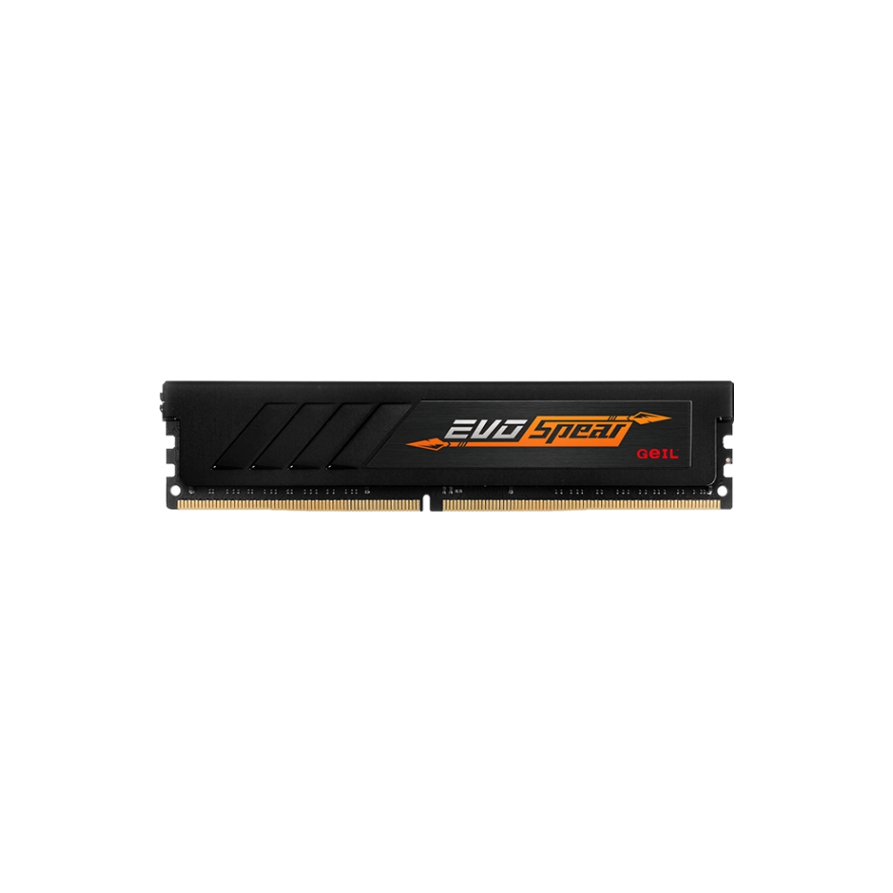 A large main feature product image of GeIL 16GB Single (1x16GB) DDR4 EVO SPEAR C22 3200MHz - Black