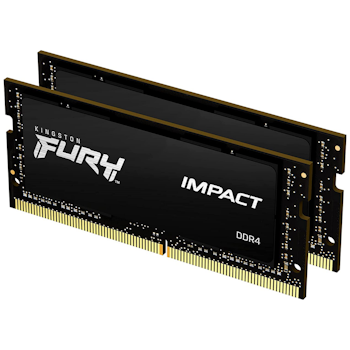 Product image of Kingston 32GB Kit (2x16GB) DDR4 Fury Impact SO-DIMM C20 3200MHz - Black - Click for product page of Kingston 32GB Kit (2x16GB) DDR4 Fury Impact SO-DIMM C20 3200MHz - Black