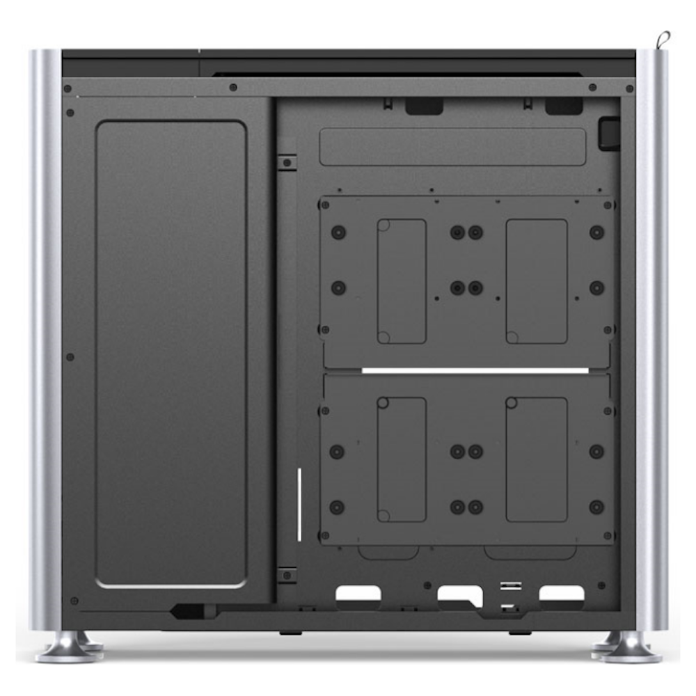 A large main feature product image of Jonsplus Pure i400 Silver Aluminium ATX Case w/Tempered Glass Side Panel