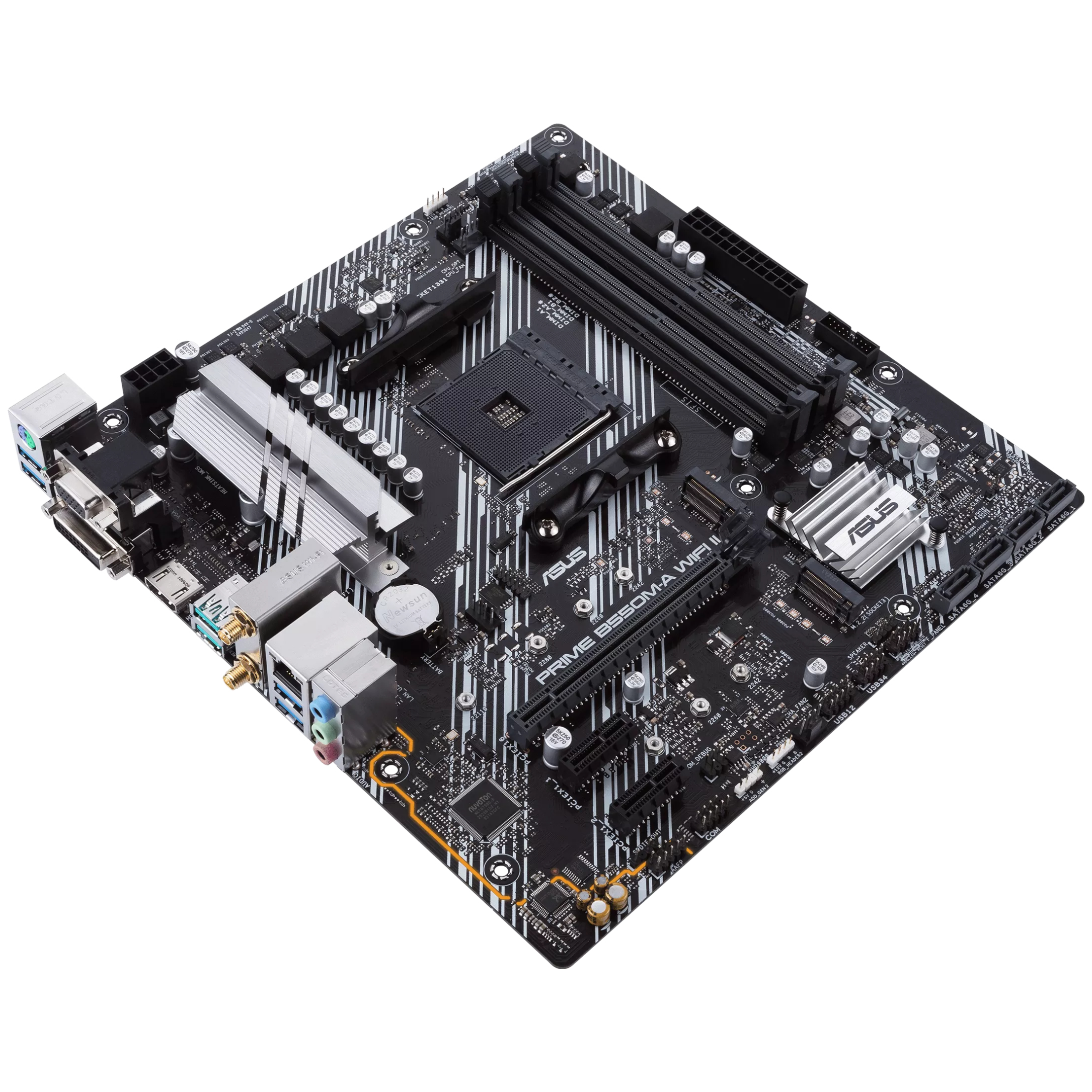 A large main feature product image of ASUS PRIME B550M-A WiFi II AM4 mATX Desktop Motherboard