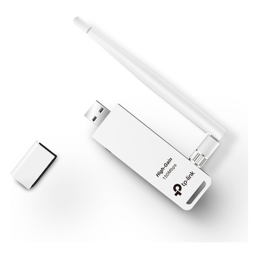 A large main feature product image of TP-Link WN722N - N150 High Gain Wi-Fi 4 USB Adapter