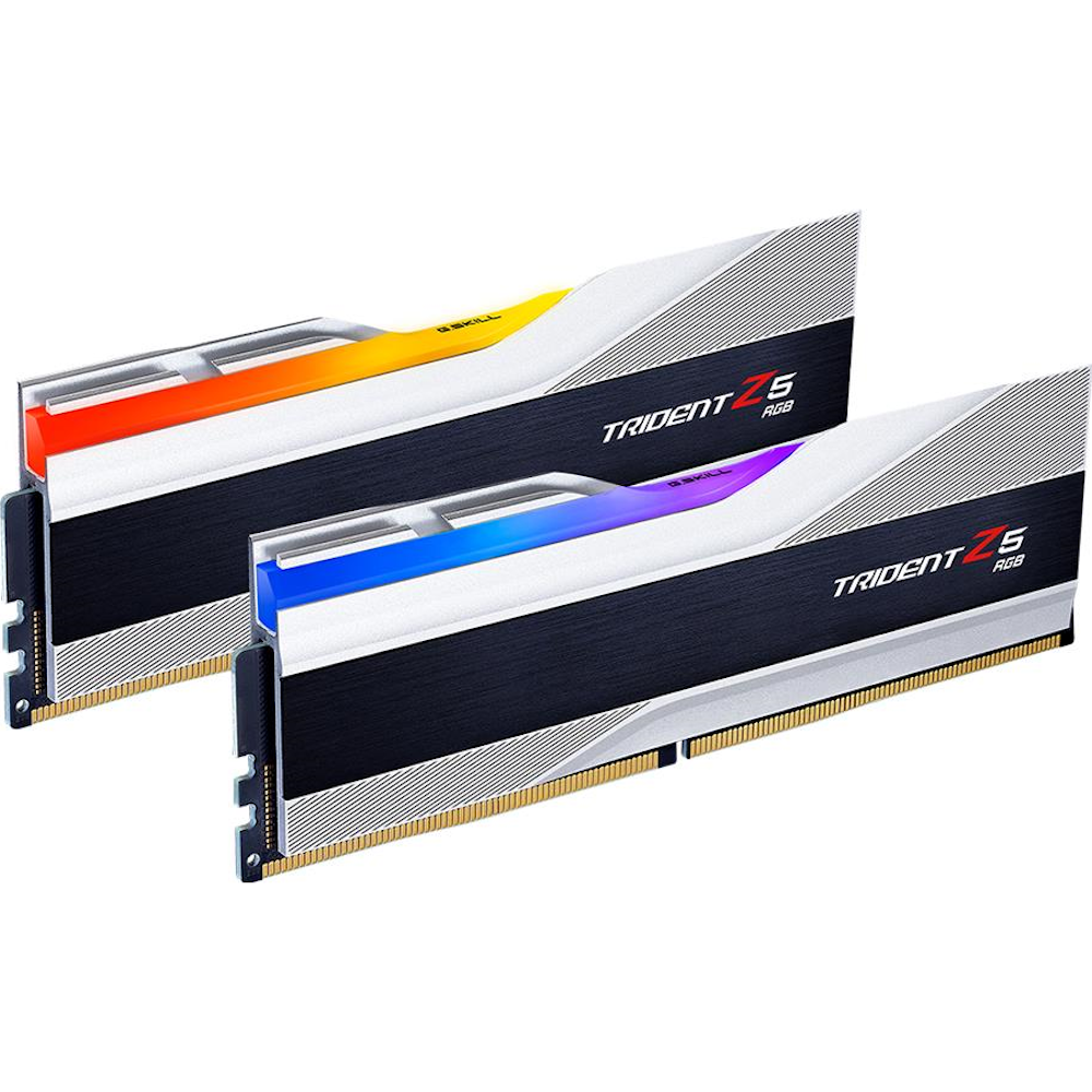 A large main feature product image of G.Skill 32GB Kit (2x16GB) DDR5 Trident Z5 RGB C32 6400MHz -  Silver