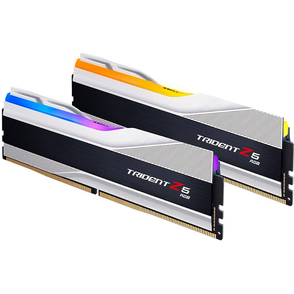A large main feature product image of G.Skill 32GB Kit (2x16GB) DDR5 Trident Z5 RGB C32 6400MHz -  Silver