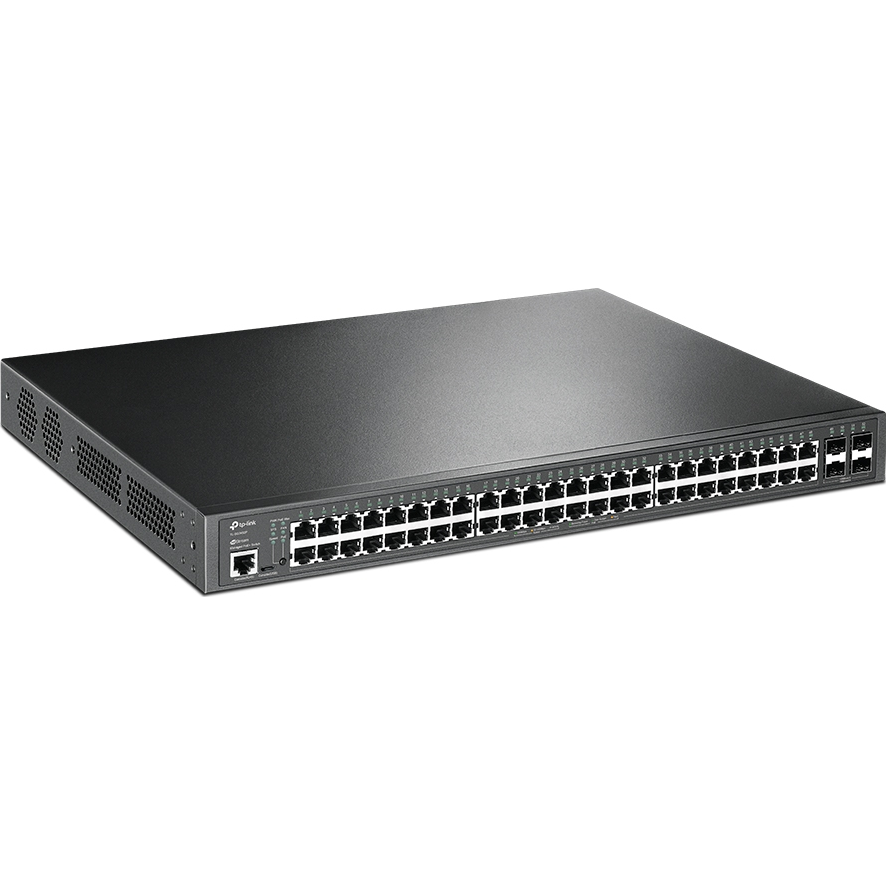 A large main feature product image of TP-Link JetStream SG3452P - 52-Port Gigabit L2+ Managed Switch with 48-Port PoE+