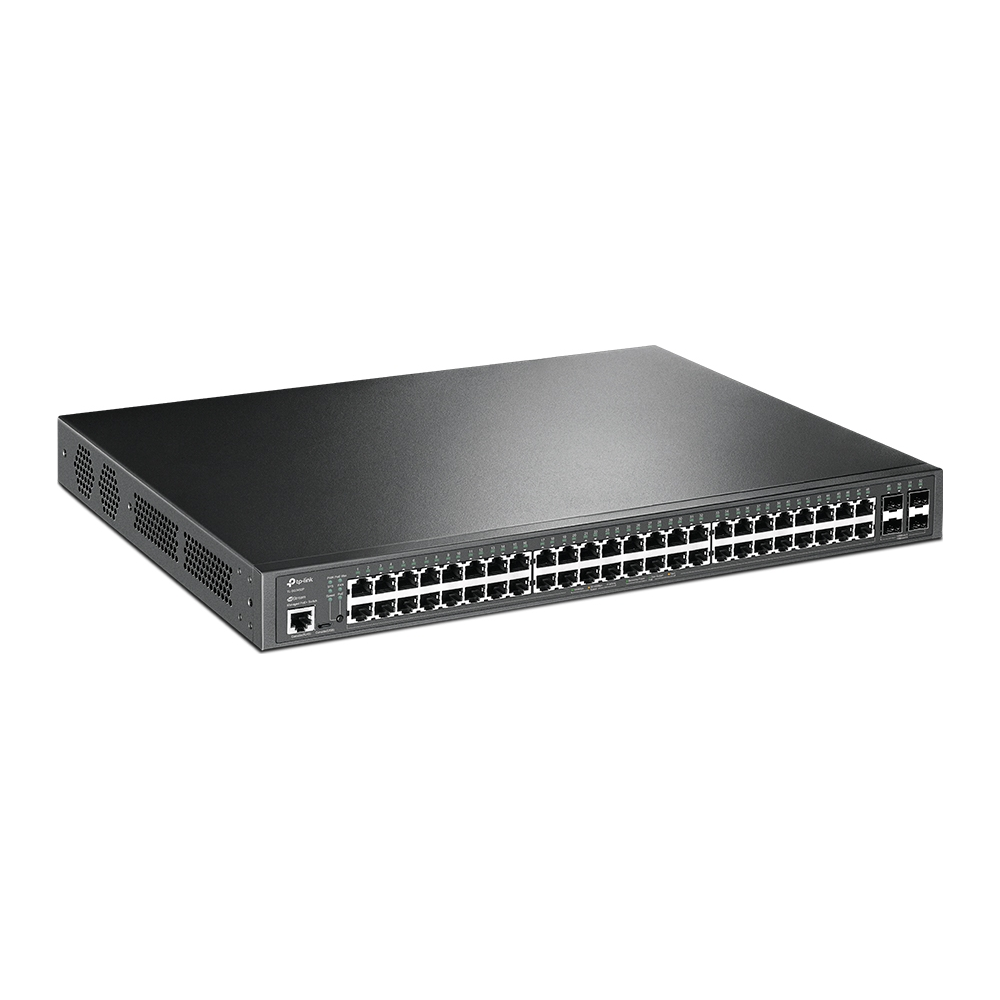 A large main feature product image of TP-Link JetStream SG3452P - 52-Port Gigabit L2+ Managed Switch with 48-Port PoE+