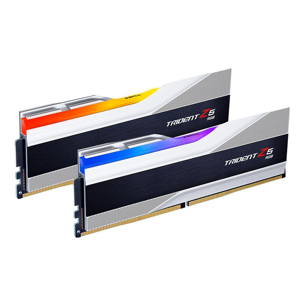 A large main feature product image of G.Skill 32GB Kit (2x16GB) DDR5 Trident Z5 RGB C36 6000MHz -  Silver