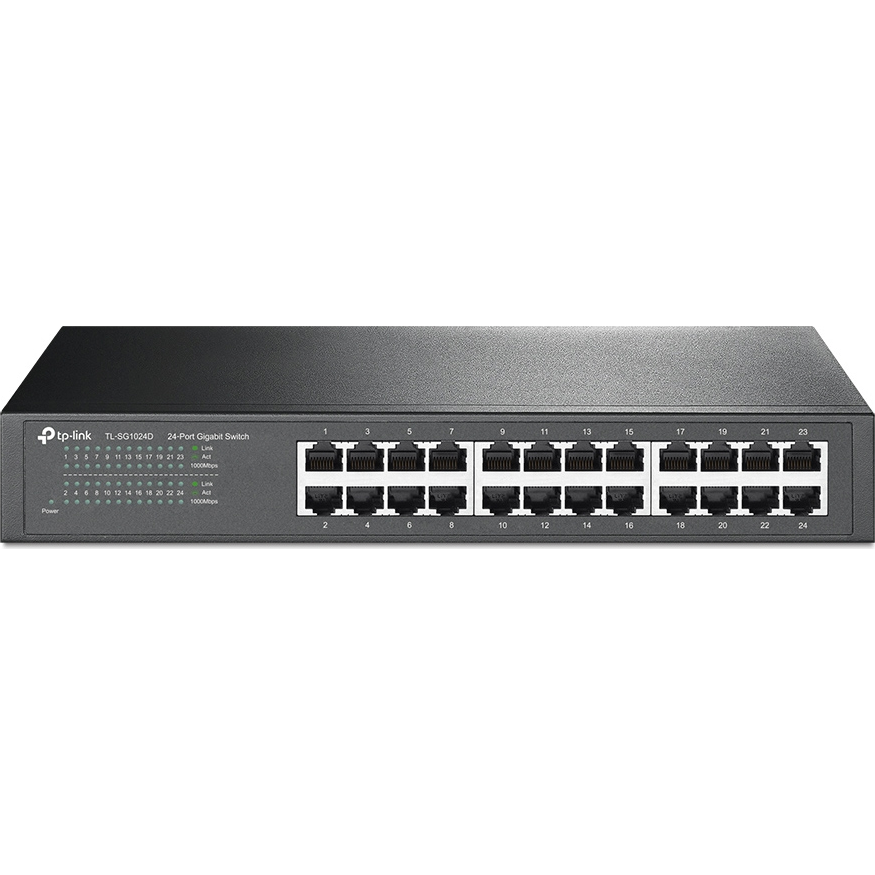 A large main feature product image of TP-Link SG1024D - 24-Port Gigabit Desktop/Rackmount Switch