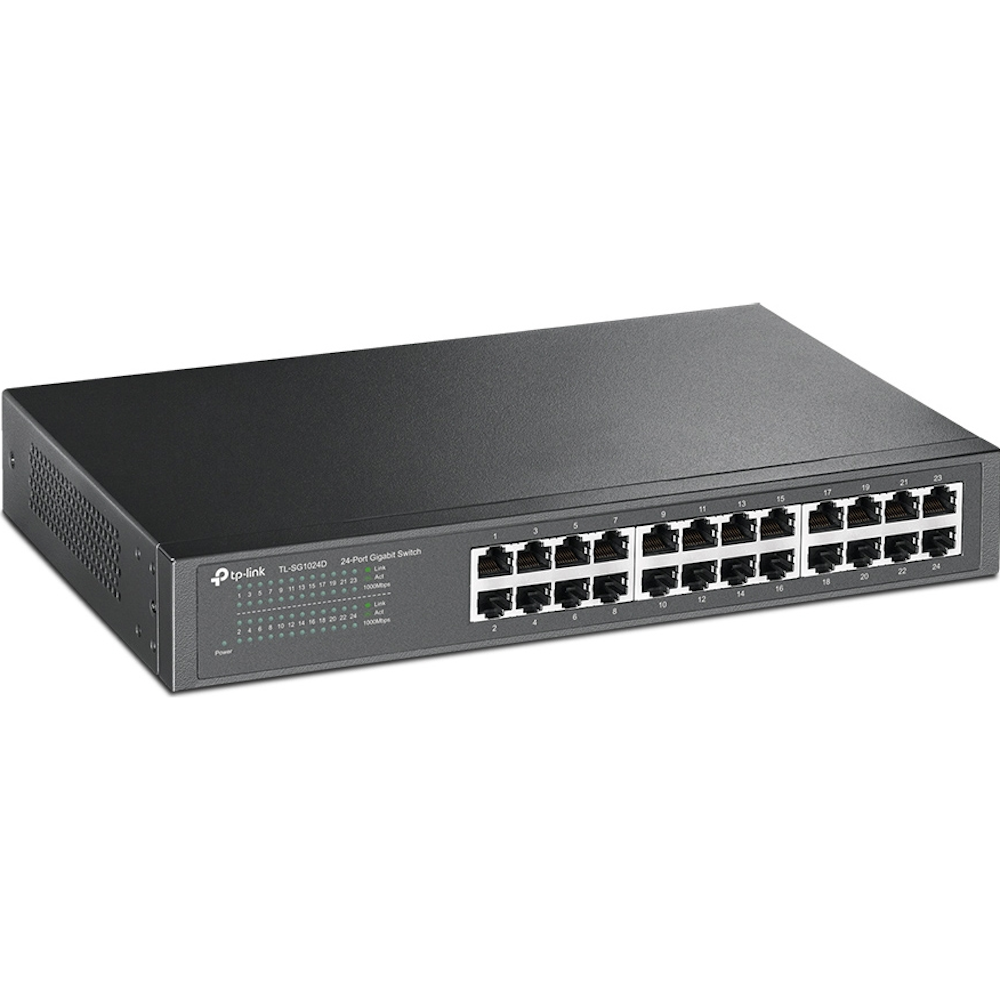 A large main feature product image of TP-Link SG1024D - 24-Port Gigabit Desktop/Rackmount Switch