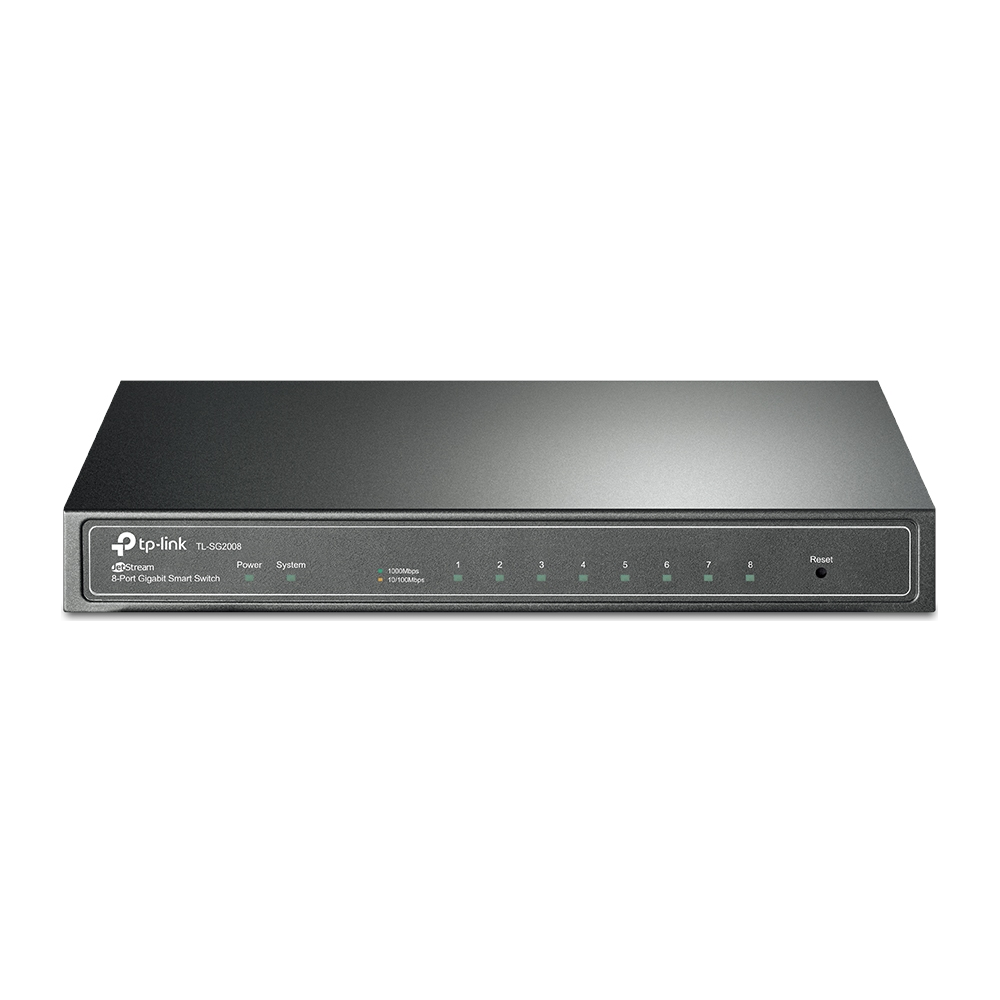A large main feature product image of TP-Link JetStream SG2008 - 8-Port Gigabit Smart Switch